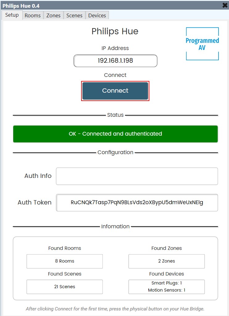 Philips Hue integration interface
