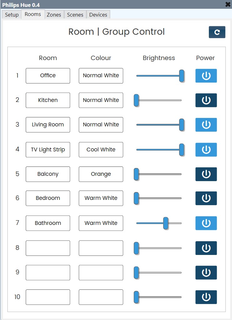 Philips Hue integration interface