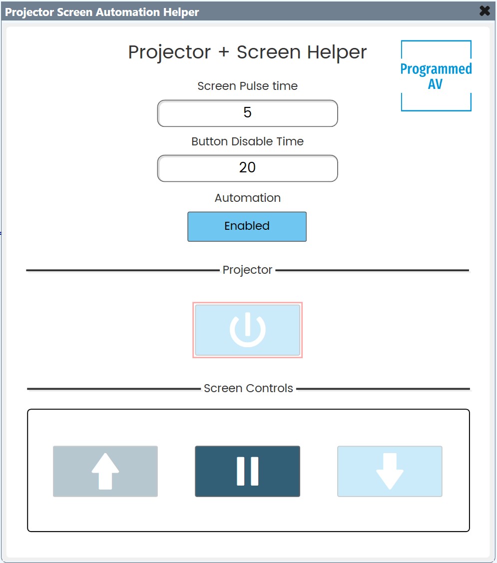 Projector and Screen Helper interface