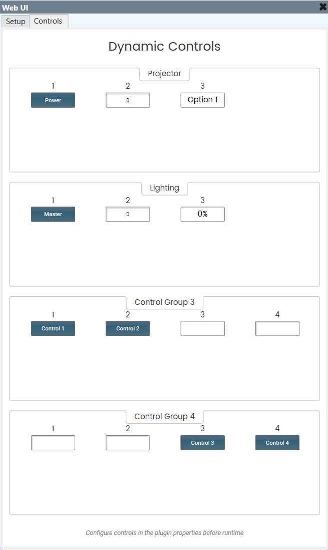 Backend controls page